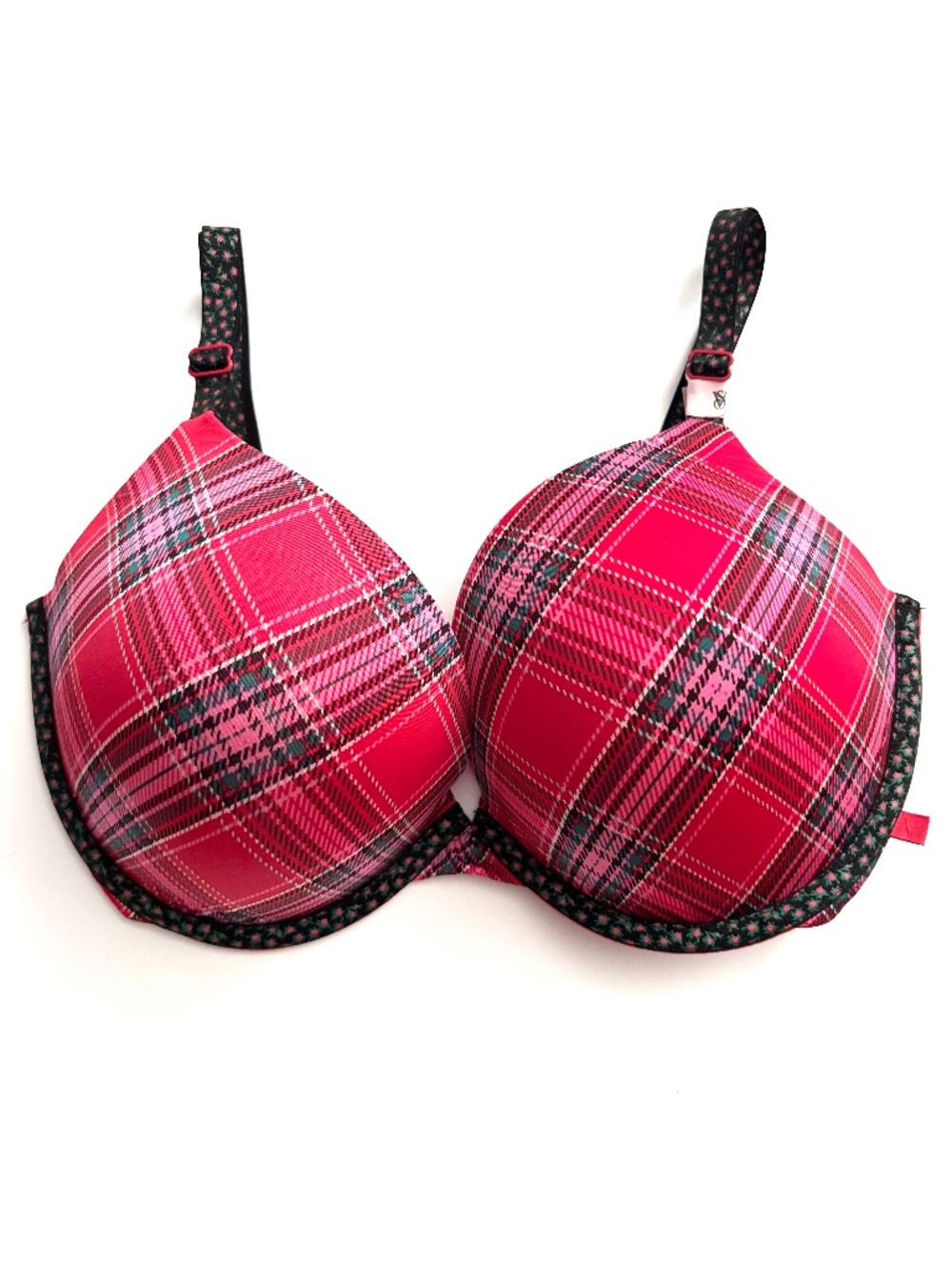 Victoria's Secret Bra Red Pink Plaid Push Up Underwire Nwt 34DDD